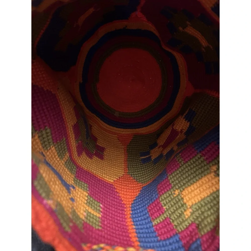 New 100% Wayuu Colombian Mochila Bucket Bag Handmade Multicolor
